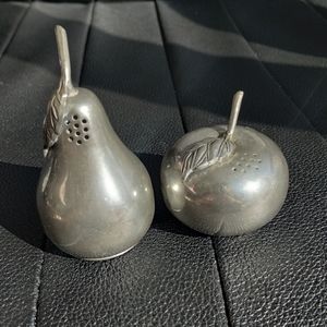 Kirk Stieff Vintage Pewter Apple and Pear Salt and Pepper Shakers